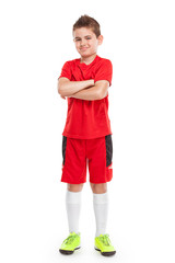 standing young soccer player in sportswear