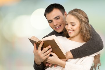 Couple, Reading, Book.