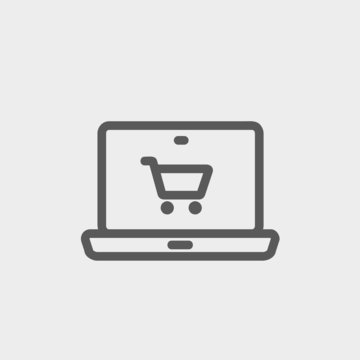 Online shopping thin line icon