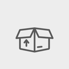 Box with arrow up inward, incoming, loading thin line icon