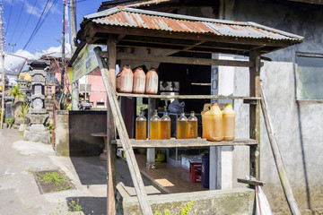 sale of petrol on the road, Bali, Indonesia