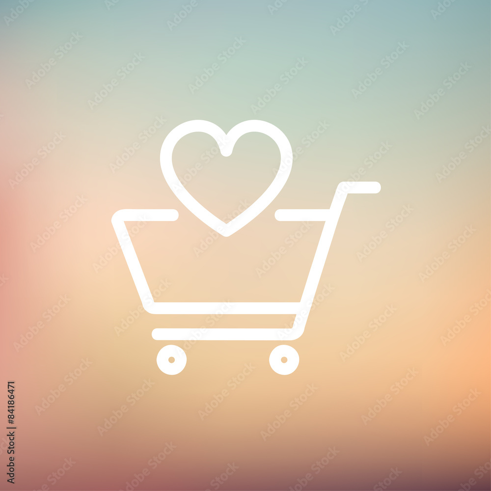 Canvas Prints shopping cart with heart thin line icon