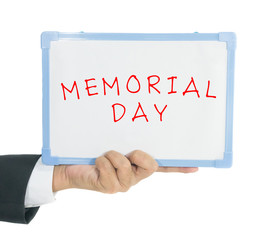 Memorial day on white board
