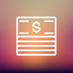Stack of dollar bills thin line icon