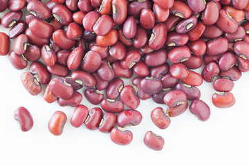 Pile of Adzuki bean or red bean on white background