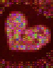Beautiful heart shape background in red spectrum