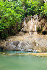 Fototapeta na wymiar Sai Yok Noi waterfall near Nam Tok Railway Station, Kanchanaburi
