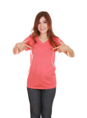 young beautiful female with blank t-shirt