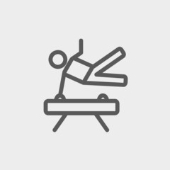 Gymnast on Pommel Horse thin line icon