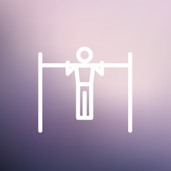 Pull up exercise in bar thin line icon