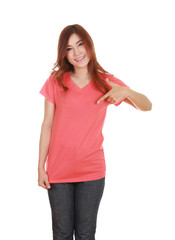 young beautiful female with blank t-shirt