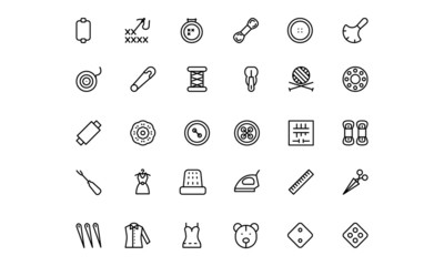 Sewing Line Vector Icons 3
