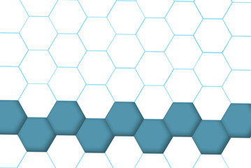 Hexfeld Streifen unten Blau mit Gitter