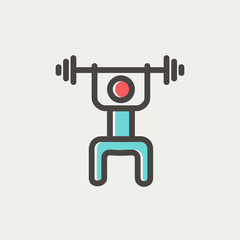 Fototapeta premium Weightlifter man with barbell thin line icon