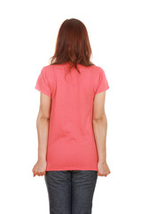 female with blank t-shirt (back side)