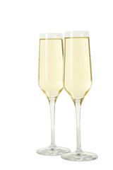 Glasses of champagne isolated on a white