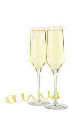 Glasses of champagne isolated on a white