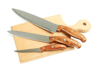 Set of kitchen knifes isolated on white