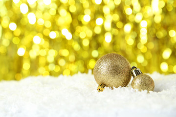 Christmas balls on lights background