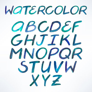 Watercolor blue font