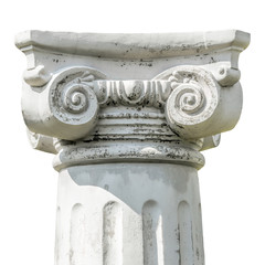 Capital of Greek Ionic column, isolated on white