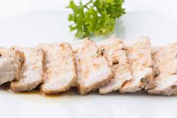 Pork steak slide with spicy pepper