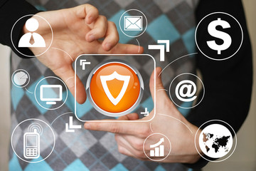 Button shield security virus business web virtual icon