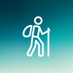 Obraz premium Hiking exercise thin line icon