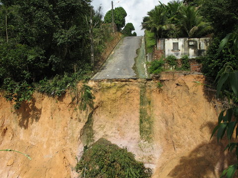 Manaus, March 2008 Crater by landslide in a street. Amazonas