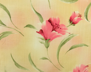 Retro Pink Floral Pattern Fabric Background