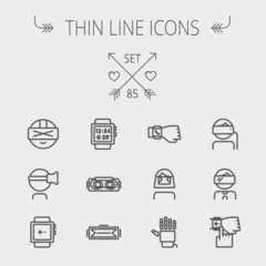 Technology thin line icon set