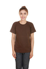 young beautiful female with blank t-shirt