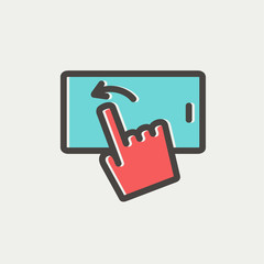 Obraz premium Hand browsing in cellphone thin line icon