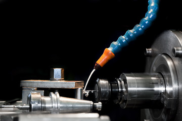 CNC machining station at work. Milling, threading industry.