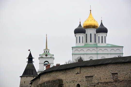 Pskov Kremlin with the famous Trinity cathedral