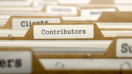 Contributors Concept with Word on Folder.