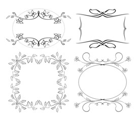 set of floral decorative vector frames
