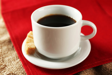 Cup of coffee on table, closeup