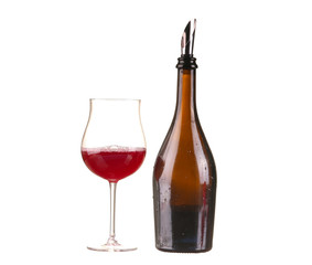 Red wine in a glass isolated on white background - realistic photo image