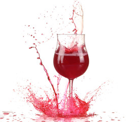 Glass with red wine splash