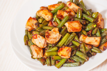 fried green beans with meat