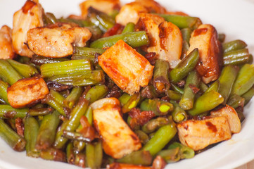 fried green beans with meat