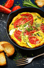 Frittata with tomatoes and fresh chive