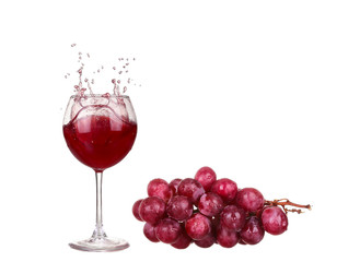 Wine collection - Splashing red wine in a glass. Isolated on whi