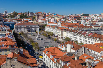 Fototapeta na wymiar Plaza de Rossio en Lisboa