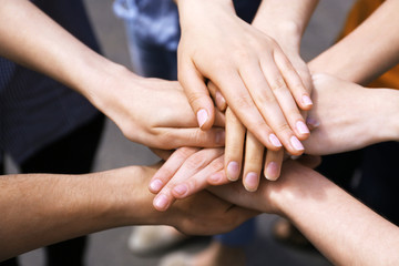 United hands outdoors