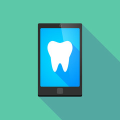 Long shadow phone icon with a tooth