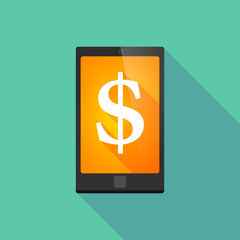 Long shadow phone icon with a dollar sign