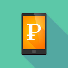 Long shadow phone icon with a ruble