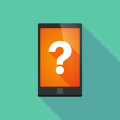 Long shadow phone icon with a question sign